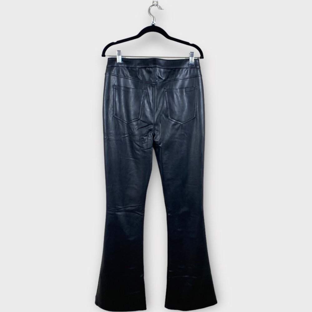 NWT 7 For All Mankind Super Stretch Boot Cut Black Faux Leather Pants, size 32 - Picture 4 of 9